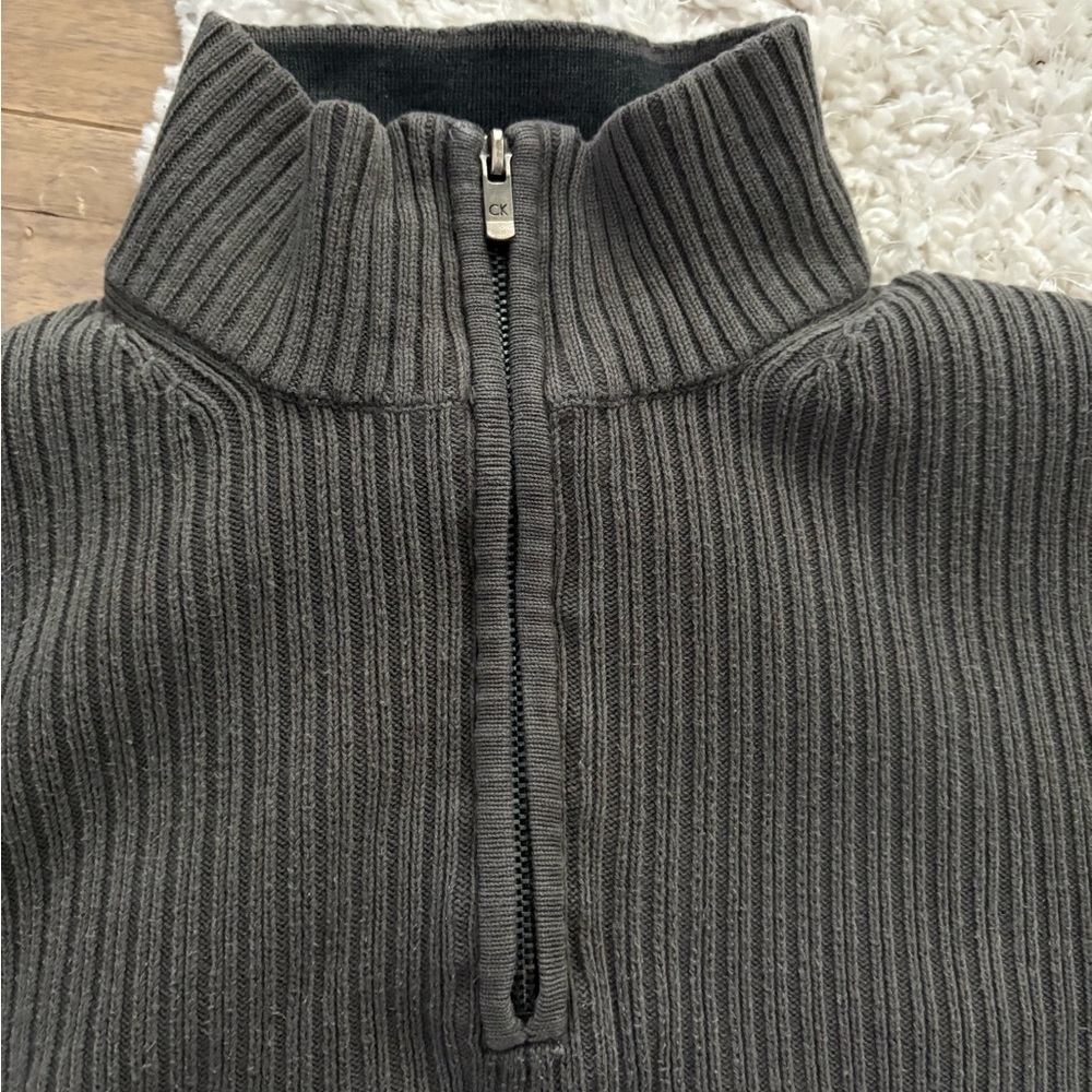 Calvin Klein Men's Dark Gray Half-Zip Sweater - Picture 3 of 6